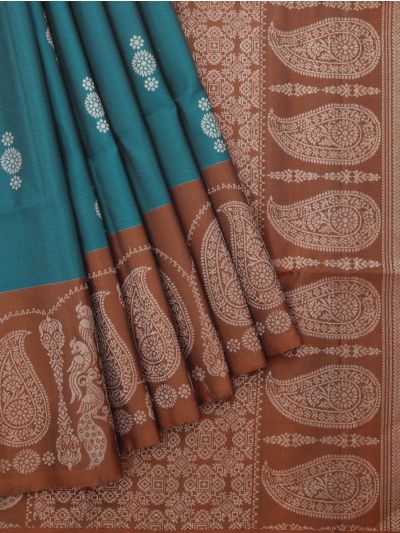 Gracecharm Pure Soft Silk Floral Butta Paisley Bird Pallu Saree