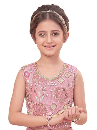 Gracecharm Girls Floral Mirror and Sequin Embroidered Lehenga Choli Set