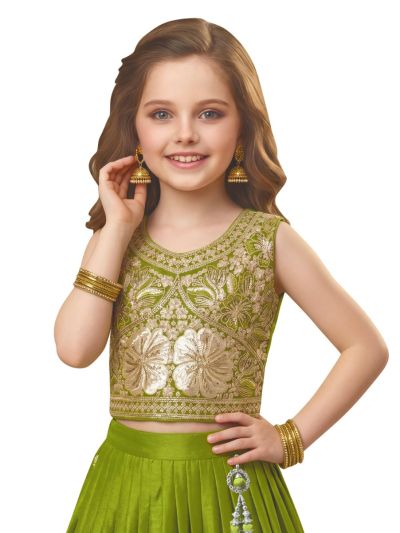 Gracecharm Girls Floral Sequin Embroidered Lehenga Choli Set