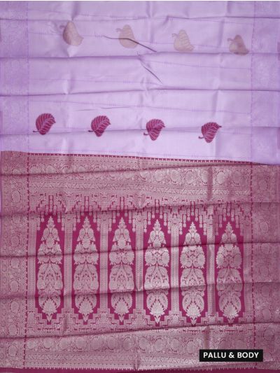 Couple Combo Lavender Shirt and Dhoti Set with Leaf Butta Saree