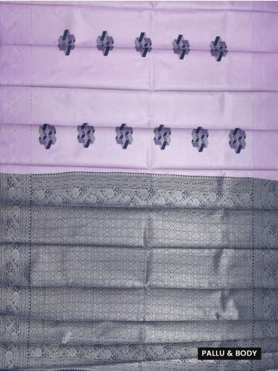 Couple Combo Light Lavender Shirt and Dhoti Set with Geometric Butta Saree