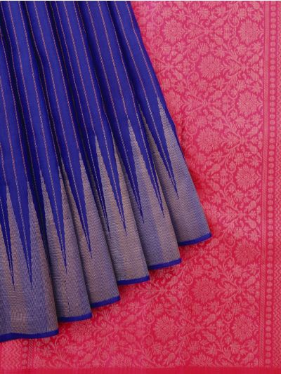 Gracecharm Pure Soft Silk Zari Pinstripe with Floral Jaal Pallu Saree
