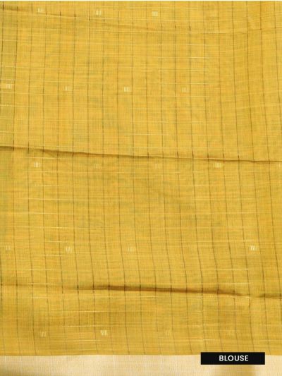 Gracecharm Chettinad Cotton Checkered Square Butta with Contrast Pallu Saree