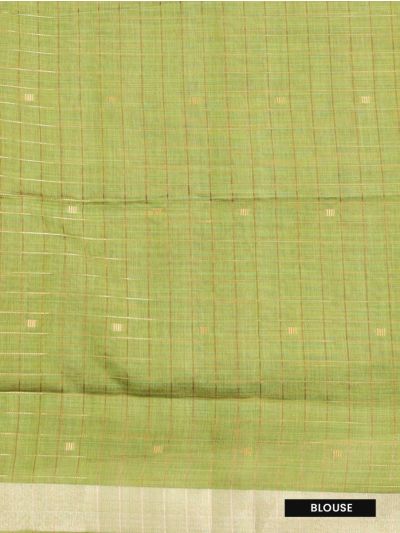 Gracecharm Chettinad Cotton Check Butta with Contrast Pallu Saree  