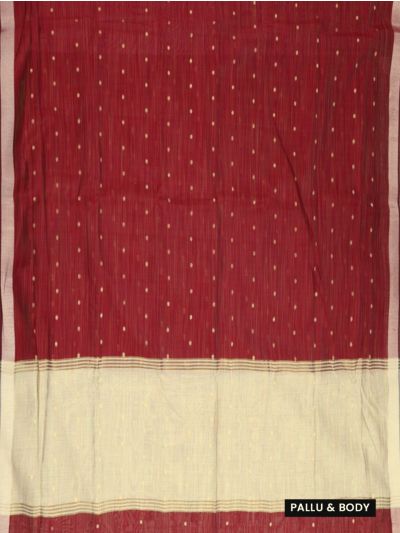 Gracecharm Chettinad Cotton Gold Butta with Ivory Cream Pallu Saree