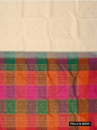 Vivaha Arani Pure Silk Paisley Floral Butta with Elephant Peacock Grid Pallu Saree