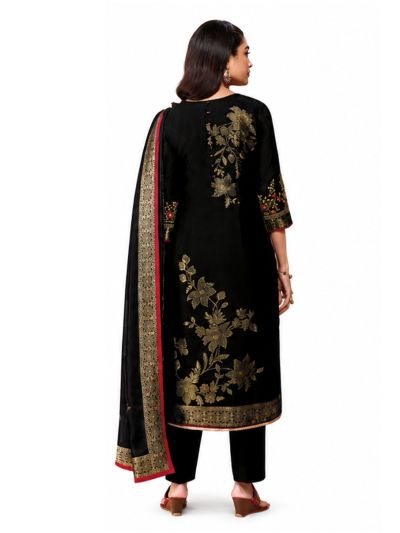 Graceful Muse Readymade Black Floral Vine Embroidered Salwar Kameez