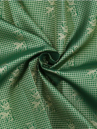 Vivaha Kanchipuram Pure Silk Check Twin Bird with Geometric Brocade Pallu Saree