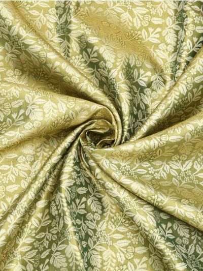 Vivaha Kanchipuram Pure Silk Floral Leaf Jaal with Diamond Floral Lattice Pallu Saree
