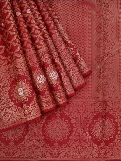 Gracecharm Uppada Silk Floral Trellis Jaal with Floral Medallion Border Saree
