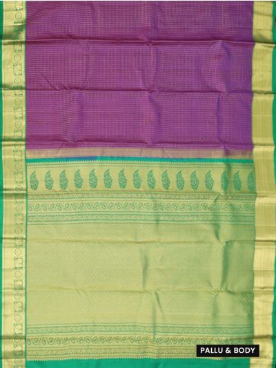 Vivaha Pure Silk Zari Micro Check with Diamond Brocade Pallu Saree