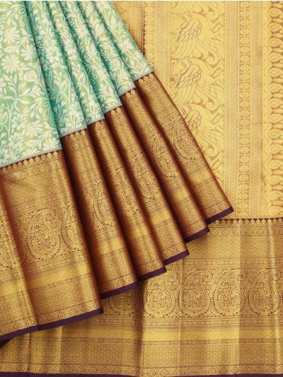 Vivaha Kanchipuram Pure Silk Floral Vine Jaal with Zari Border Saree