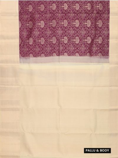 Vivaha Kanchipuram Pure Silk Floral Vine Jaal with Contrast Zari Border Saree