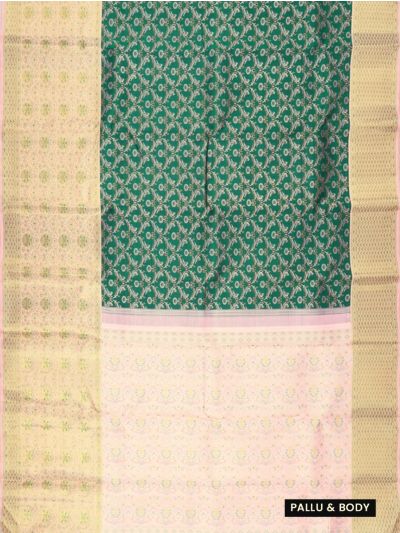Vivaha Goddess Kanchipuram Pure Silk Floral Vine Jaal with Floral Brocade Pallu Saree