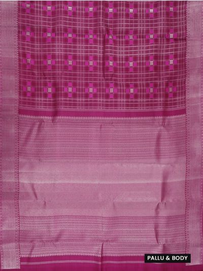Vivaha Kanchipuram Pure Silk Zari Check with Geometric Brocade Pallu Saree
