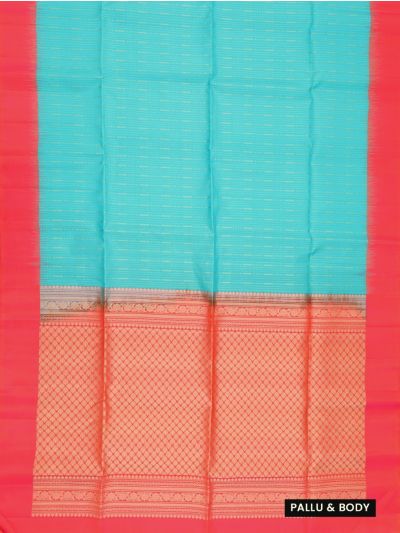 Gracecharm Pure Soft Silk Zari Stripe with Contrast Border Saree