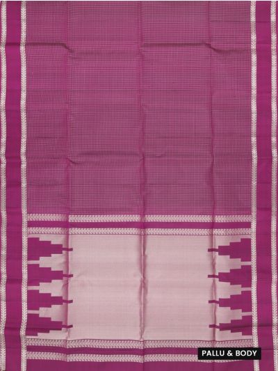 Gracecharm Pure Soft Silk Zari Check with Stepped Geometric Pallu Saree