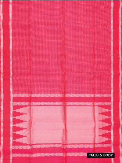 Gracecharm Pure Soft Silk Fine Zari Check with Stepped Geometric Pallu Saree