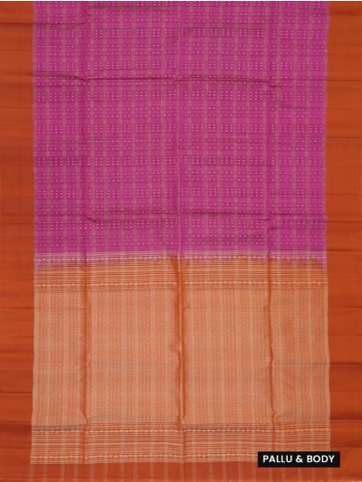Gracecharm Pure Soft Silk Zari Check Diamond Butta with Lattice Brocade Pallu Saree