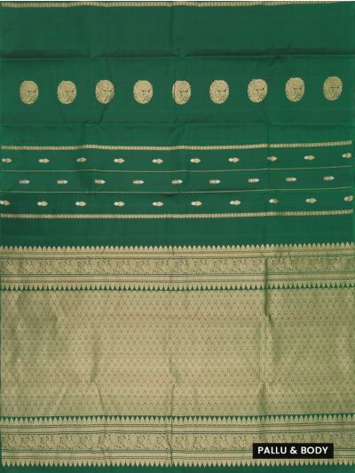 Gracecharm Pure Soft Silk Peacock Butta with Diamond Brocade Pallu Saree