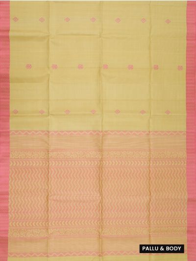 Gracecharm Pure Soft Silk Floral Butta with Chevron Brocade Pallu Saree