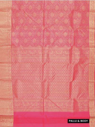 Gracecharm Pure Silk Floral Medallion Jaal with Diamond Lattice Pallu Saree