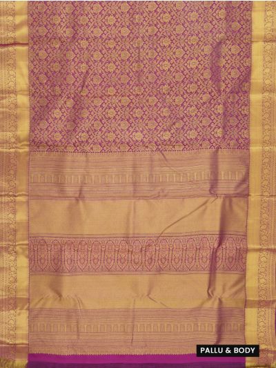 Gracecharm Silk Floral Vine Lattice Jaal with Floral Medallion Pallu Saree