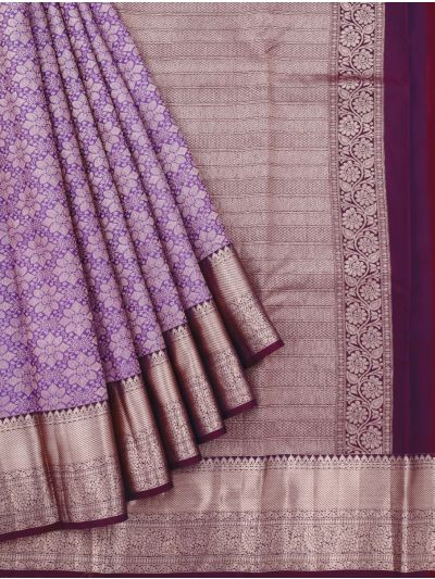 Vivaha Kanchipuram Pure Silk Floral Diamond Jaal with Paisley Brocade Pallu Saree