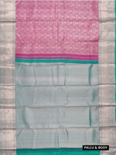 Vivaha Kanchipuram Pure Silk Paisley Floral Jaal with Geometric Brocade Pallu Saree