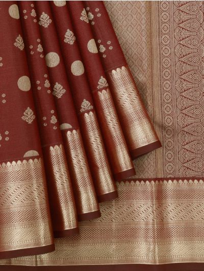 Vivaha Kanchipuram Pure Silk Floral Butta with Diamond Brocade Pallu Saree