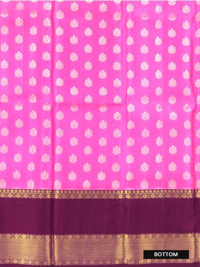 Gracecharm Silk Lotus Butta with Contrast Zari Border Pattu Pavadai Material