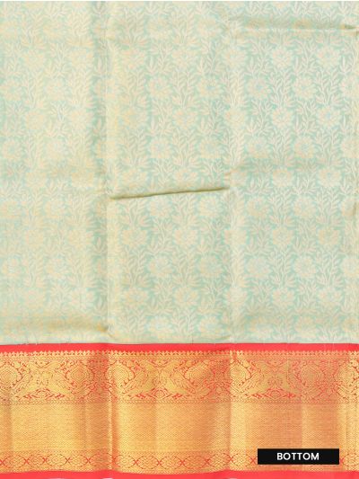Gracecharm Silk Floral Leaf Jaal with Contrast Border Pattu Pavadai Material