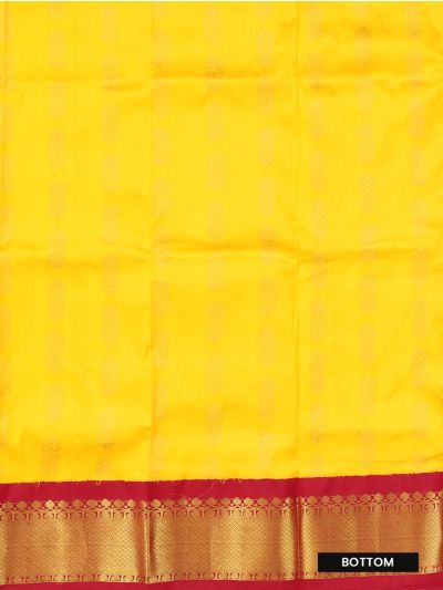 Gracecharm Silk Floral Leaf Butta with Contrast Border Pattu Pavadai Material