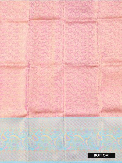 Gracecharm Pure Silk Floral Jaal with Paisley Border Pattu Pavadai Material