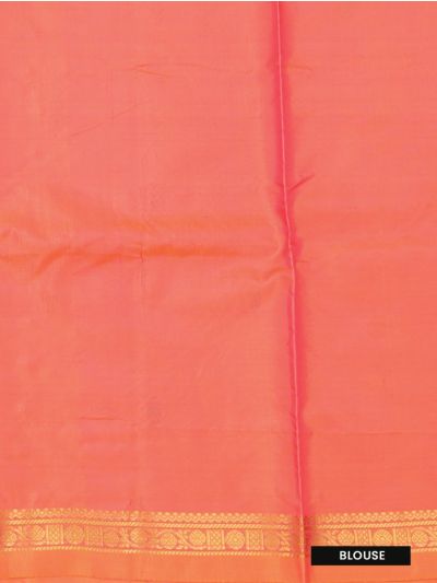 Kanmanie Vazhainaar Pattu Coral Orange Black Butta Saree