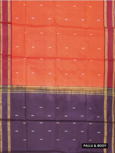 Kanmanie Vazhainaar Pattu Coral Orange Wine Purple Butta Saree