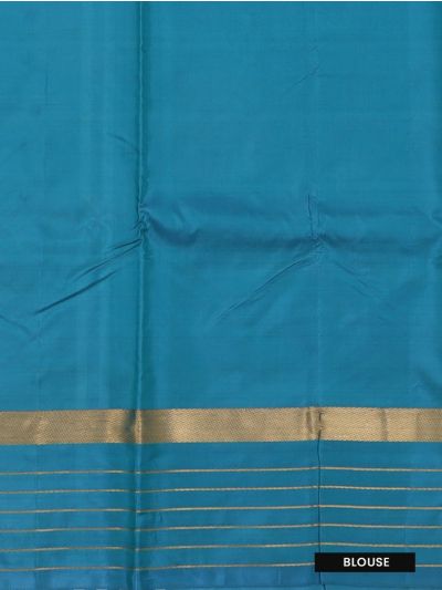 Kanmanie Vazhainaar Pattu Aqua Teal Butta Striped Saree