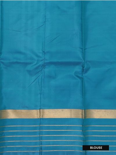 Kanmanie Vazhainaar Pattu Mint Aqua Teal Butta Striped Saree