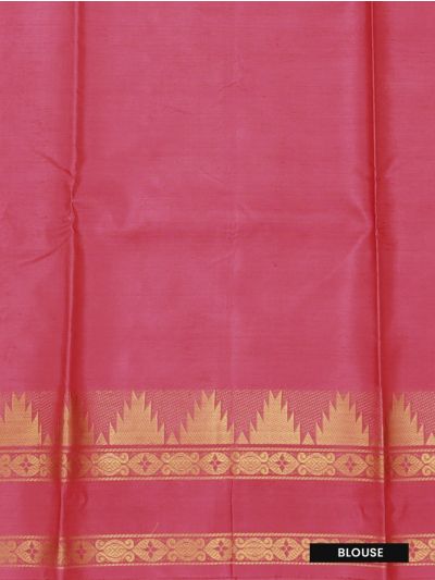Kanmanie Vazhainaar Pattu Leaf Butta Temple Zari Border Saree