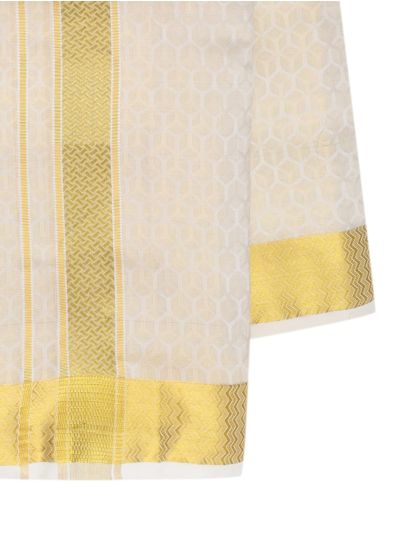 Men's Traditional Pure Silk Dhoti, Shirt and Angavastram Set