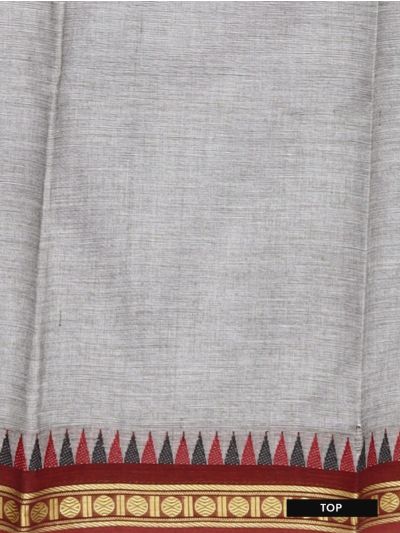 Graceful Essence Kanchi Cotton Plain Temple Motif Border Dress Material