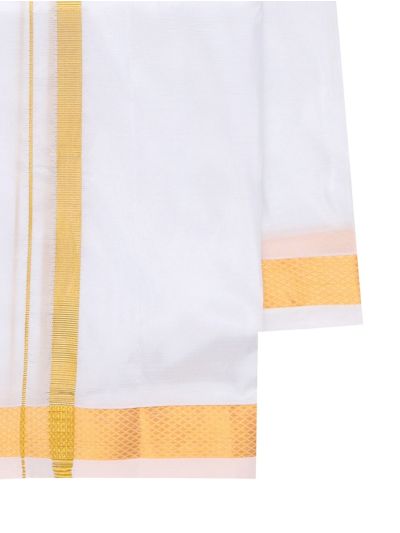 Men’s Traditional White  Pure Mix Silk Dhoti