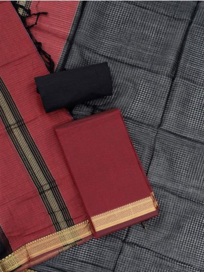Graceful Essence Mangalagiri Cotton Plain with Geometric Border Dress Material