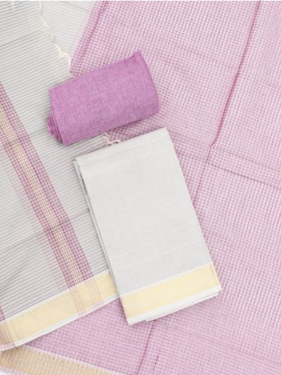 Graceful Essence Mangalagiri Cotton Plain with Micro Check Dupatta Dress Material