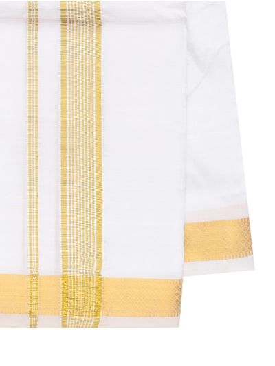 Men’s Traditional White Pure Silk Dhoti`