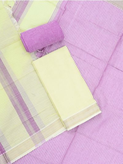 Graceful Essence Mangalagiri Cotton Plain with Micro Check Dupatta Dress Material