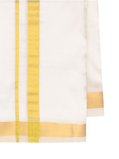 Men’s Off White Traditional Pure Silk Dhoti