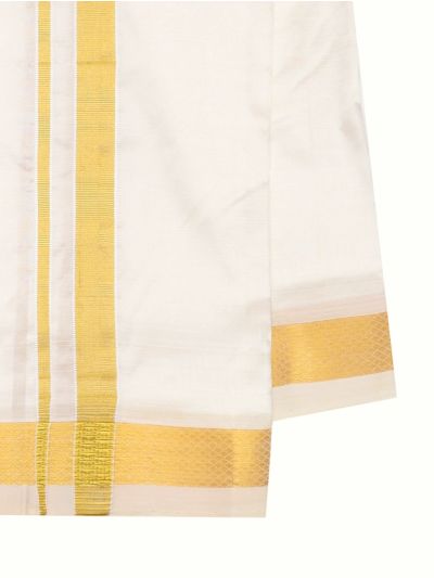 Men’s Traditional White Pure Silk Dhoti Off White