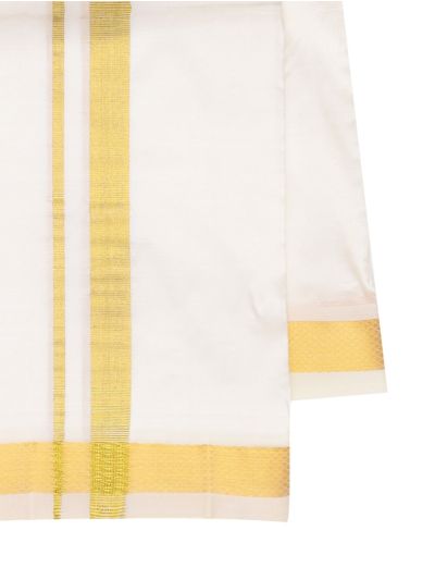 Men’s Traditional White Pure Silk Dhoti Off White color