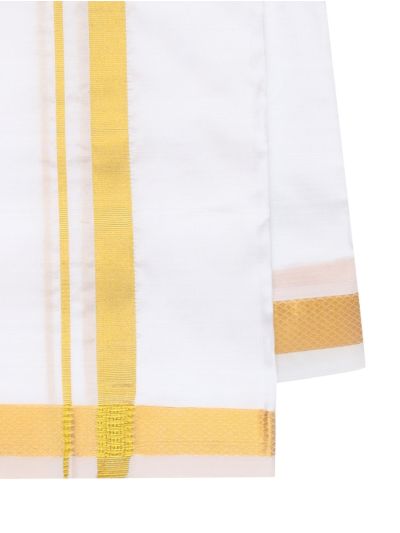 Men’s Traditional Off White Color Pure Silk Dhoti 